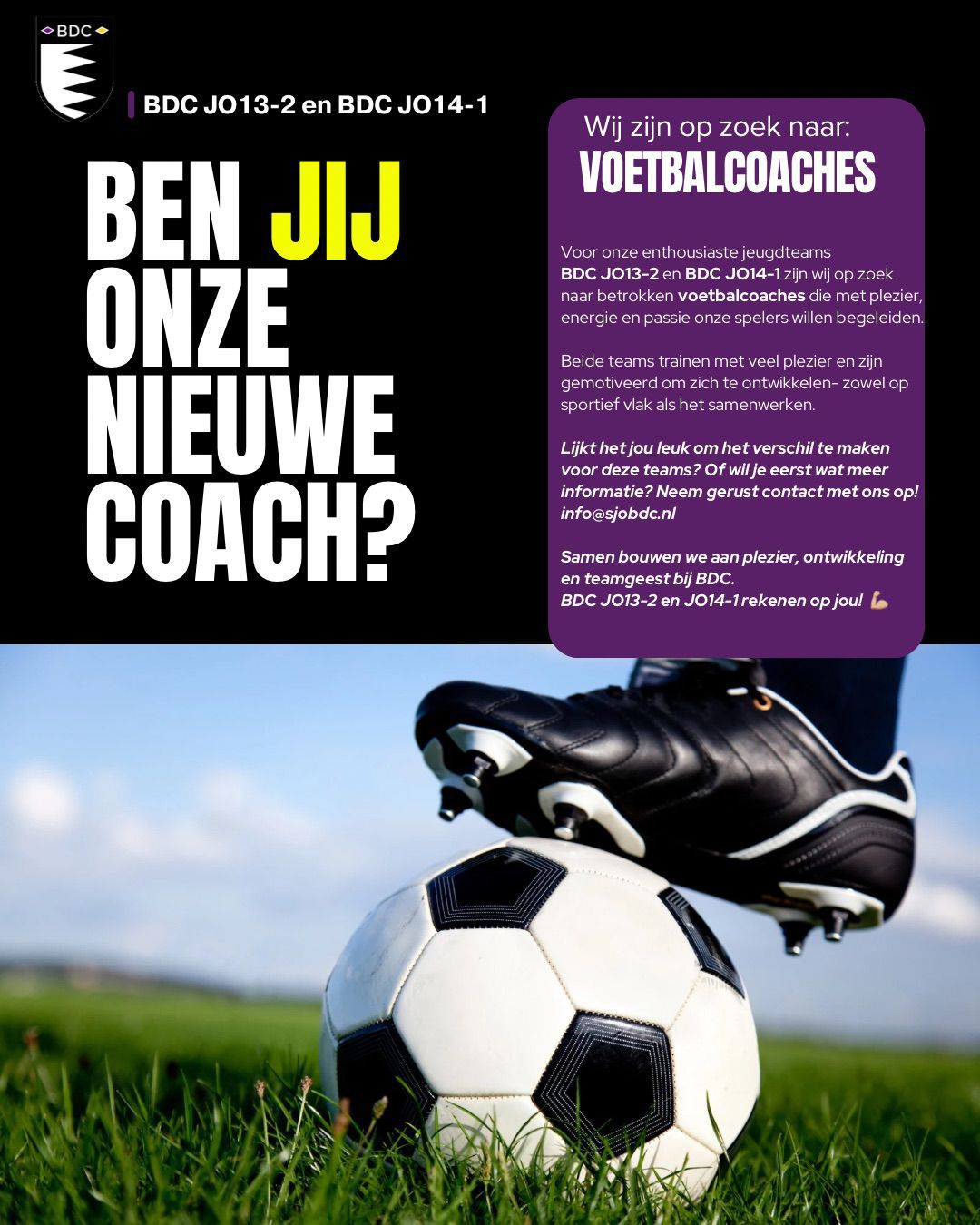 Wij zijn op zoek naar voetbalcoaches!